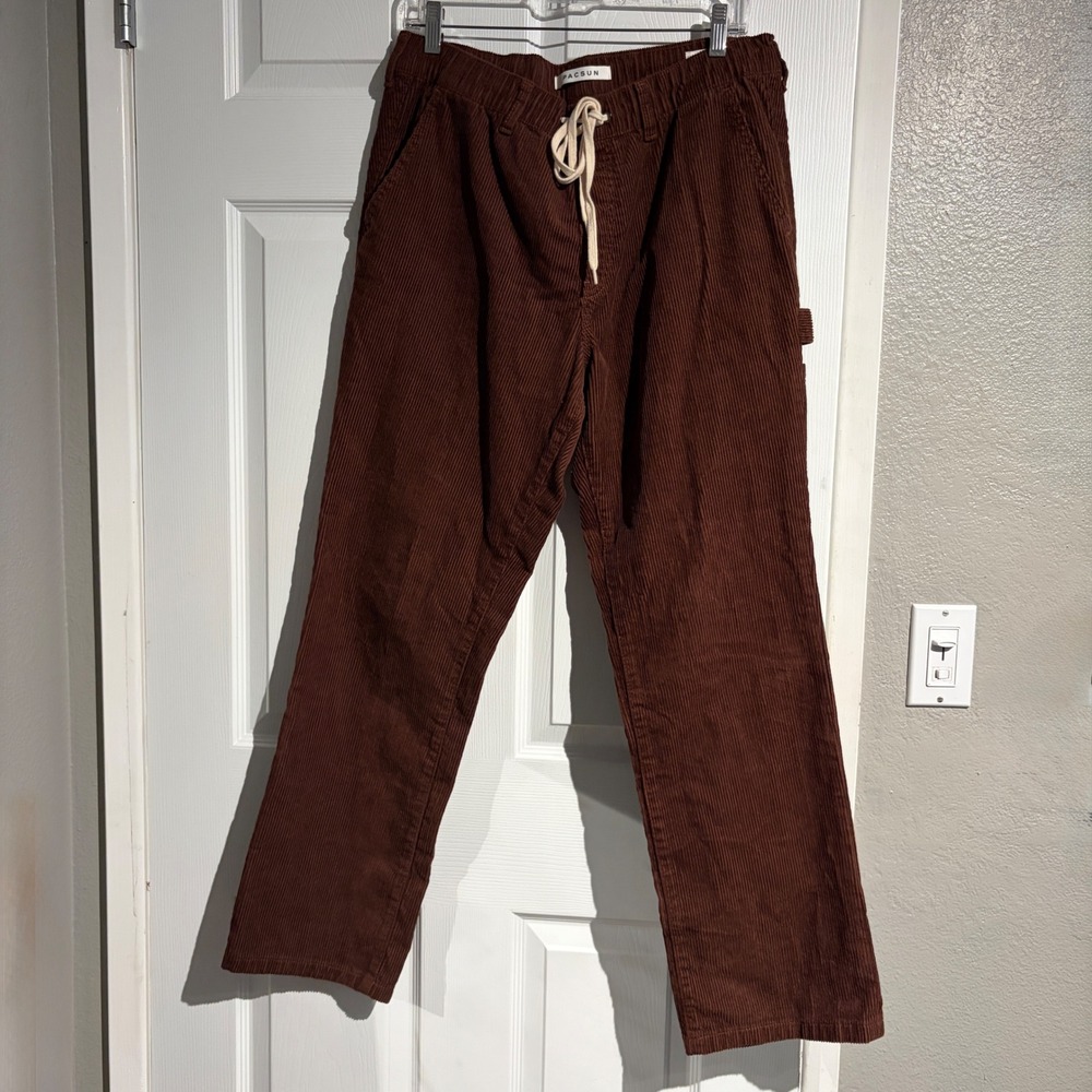 PacSun Brown Corduroy Carpenter Pants Loose Fit Drawstring Waist Womens Medium